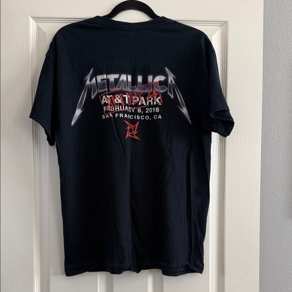 Gildan Black Graphic Band Tee with Red & White Accents